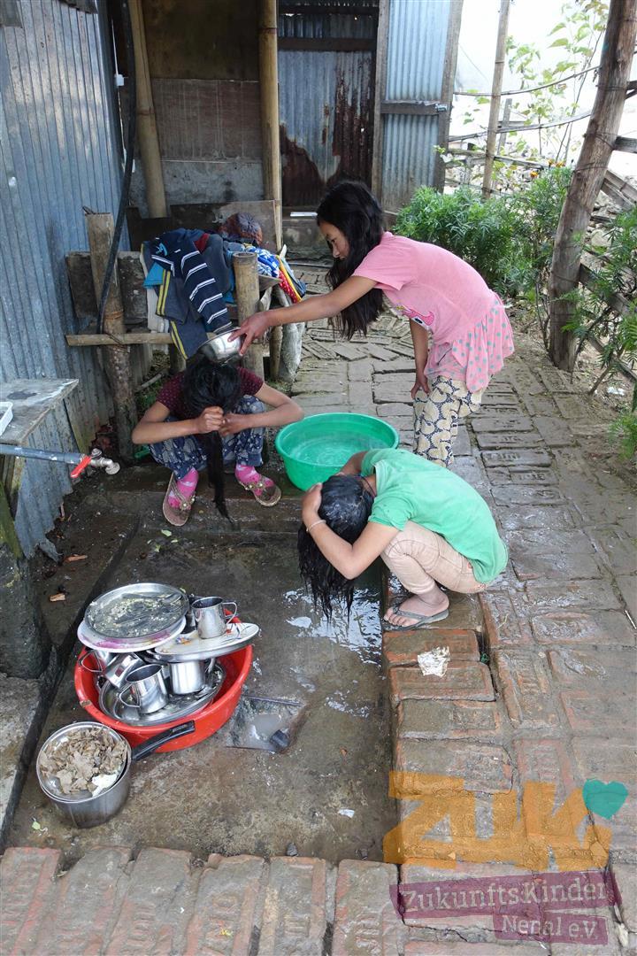 Haarewaschen trotz Kälte